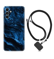 Samsung A23 A31 A32 A50 A51 A52 A53 A70 Kılıf Boyun Askılı Silikon Blue MArble 1379
