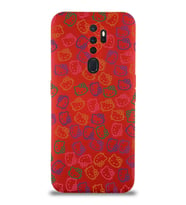 Oppo A9 2020 Uyumlu Lansman Kılıf Hello Kitty Tasarımlı İçi Kadife Kapak-Kırmızı (Şeffaf)