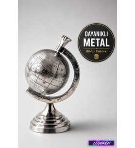 Dekoratif Metal Yerküre Biblo Nikel Dünya Küresi Masaüstü Objesi H0024