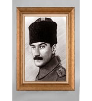 Altın Varaklı Paspartulu Çerçeveli Atatürk Tablo sd124