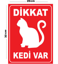 Metal Dikkat Kedi Var 20cm x 30cm A4 Büyüklüğünde Uyarı Levhası Yönlendirme Tabelası