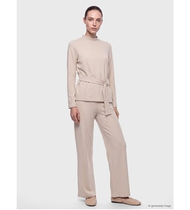 LCW Comfort Bej Geniş Paça Kadın Eşofman Altı