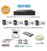 Neutron 2mp 4 kameralı Sesli Dış ortam AHD Full Kamera Seti 500GB Disk NEU-XVR104-FHD NEU-AB102-28-CA