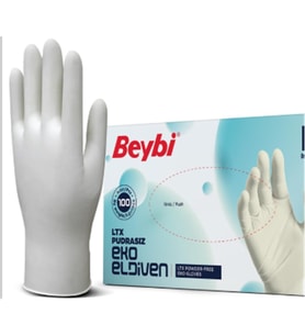 Beybi Lateks Pudrasız Eko (L) Large Beden Muayene Eldiven 100lü Paket