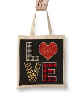 Love Leopard Buffalo Plaid Family Aniversary Matching Bez Çanta Uzun Saplı