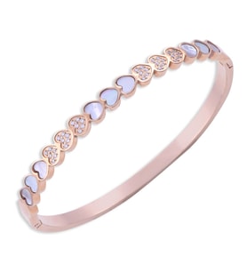 Çelik Kelepçeli Kadın Bileklik CB 5003 Kalpli Model Rose Gold
