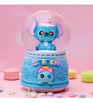 Stitch Tasarım Işıklı Müzikli Püskürtmeli Büyük Boy Kar Küresi (Mavi)