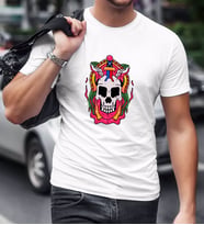 BK Gift Kurukafa Tasarımlı Beyaz T-Shirt-1