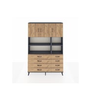 Arges Gardrop 8 Raflı 8 Çekmeceli 3 Kapaklı 132x30x195 Antrasit-Çam