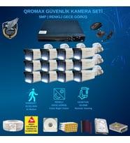 Qromax 12 Kamerali Set - Gece Renkli Gösteren Hareket Algilayan 5 Mp Sony Lensli 1080p Full Hd Güvenlik Kamerasi Seti 3404w