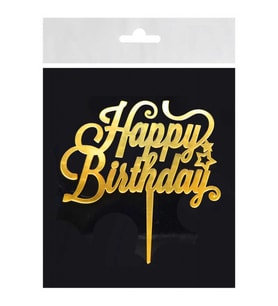 PASTA SÜSÜ PLEKSİ HAPPY BIRHDAY ALTIN PK:1-