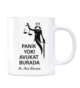 Avukatlara Özel İsimli Kupa Panik Yok Avukat Burada Adalet Heykeli