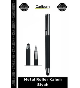 Özel Üretim Lüks Ofis Ergonomik Şık Kurumsal Hediyelik Çelik Gövdeli Jel Metal Roller Kalem Siyah