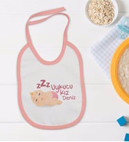 BK Kids Kişiye Özel Pembe Bebek Mama Önlüğü - Model 39