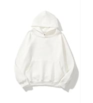 3 İplik Pamuklu Unisex Kapşonlu Sweetshirt - Beyaz