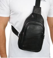 Hakiki Deri Body Bag Çanta – Askılı, Fermuarlı  Body Bag 8080 (Siyah)