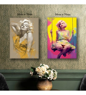 marilyn monroe salıncak kadın tablo resim kanvas 2 adet 50x70