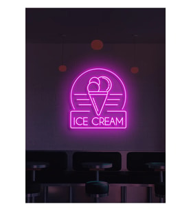 ICE CREAM Yazılı ve Şekilli Neon Tabela