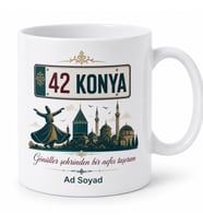 Plakalı Konya Temalı Baskılı Kupa Bardak Özel Tasarım Hediye