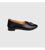MYFİT SHOES 618 KADIN HAKİKİ DERİ SİVRİ BURUN BABET AYAKKABI SİYAH