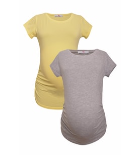 LuvmaBelly MYRA2017_2015 Hamile tshirt seti (Gri - Sarı)