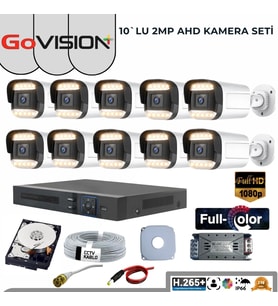 10’LU 2MP FULL COLOR 3.6MM LENS 1080P FULLHD WARMLED AHD DIŞ MEKAN SETİ