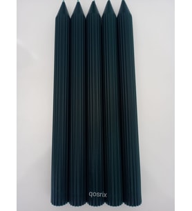 qosrix 5'li Petrol Yeşili Şamdan Soya Mumu 1. Kalite Doğal Vanilya Kokulu Uzun Çubuk Konik Mum Dekoratif