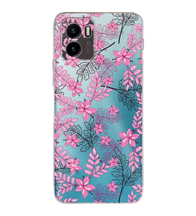 Vivo Y15s 2021 Uyumlu Kamera Korumalı Kapak Floral Pembe Tasarımlı Şeffaf Silikon Kılıf