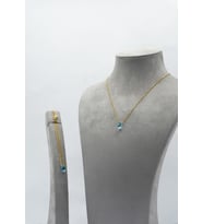 925 Ayar Gümüş Rodyum-Altın Kaplama 6 Ct Yarı Değerli Mavi Topaz Damla Taş Set - Raccolta Di Gocce