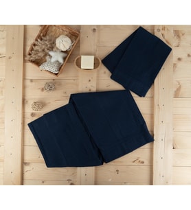 Pamuklu 2'li 40x60-60x110 cm Waffle Tasarım Pike Havlu Seti Baveno (Lacivert)
