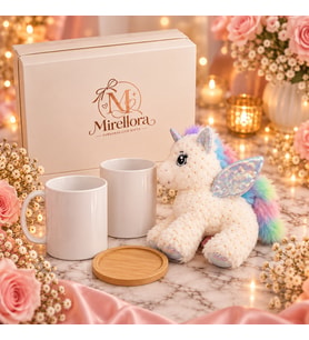 Mirellora Unicorn Hediye Kutusu – Kupa, Kalemlik ve Ahşap Bardak Altlığı