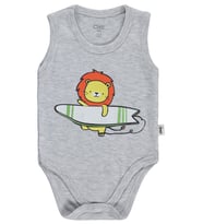 Civil Baby Aslan Baskılı 3-36 Ay Çıtçıtlı Badi - Gri