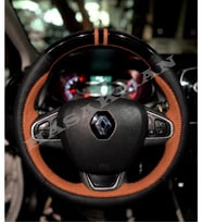 Renault Lutecia 4 Dikme Direksiyon Kılıfı Parlak Siyah Taba Detaylı Taba Çift Yüzük ve Dikiş 2013-2019