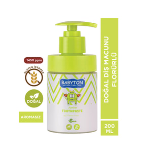 Doğal Aromasız 6 Yaş ve Üzeri Florürlü Diş Macunu Pompalı 200 ml