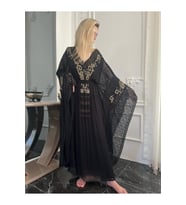 Fıransız Tasarım Gold İşlemeli Siyah Abiye Elbise Kaftan Abaya