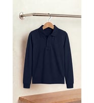 Unisex Çocuk Uzun Kollu Polo Yaka Lakost Okul Tişörtü