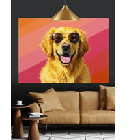 Neşeli Golden Retriever Köpeği Dekoratif Kanvas - Mdf Ahşap Tablo