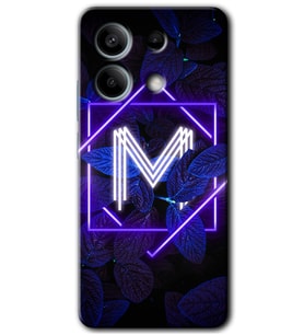 Redmi Note 13 Pro 5G Kılıf HD Desen Baskılı Kılıf - Dark Neon Yaprak M Harfi