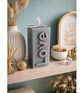 Mumelia Candles Love Pop - Doğal Soya Blok Dekoratif Mum - Gri