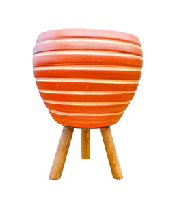 BİTKİ TASARIMI EV DEKORASYON YAN ÇİZGİ DESENLİ TERRAKOTA TOPRAK SAKSI SAKSILIK SALON ÇİÇEKLİK 3 AYAKLI - 15 CM