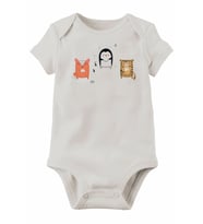 Unisex Bebek Beyaz Organik Baskılı Pamuklu Body