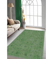 Yeşil Vintage Kaymaz Tabanlı Makinede Yıkanabilir Halı KR031 - 100 x 160 cm