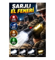 9 LED Şarjlı El Feneri – Uzun Menzilli, 4 Işık Modlu