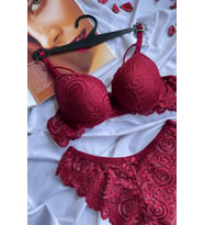 KADIN BORDO İPLİ DANTELLİ HEDİYELİK İÇ ÇAMAŞIRI TAKIMI