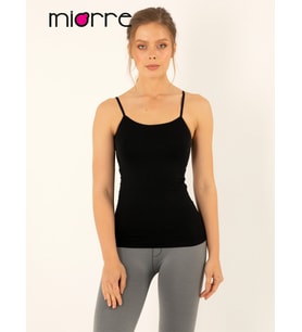 Miorre Seamless Dikişsiz İnce Askılı Tişört (Siyah)