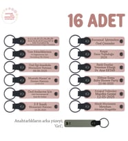 Babalar Günü İçin Üzerine İsim Ve Özel Mesaj Yazılabilen, 16'lı Anahtarlık, Pudra & Gri