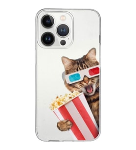 PrintiFy Apple  iPhone 13 Pro ile Uyumlu 1mm Slim Fit Kedi 1 050b Baskılı Şeffaf  Kılıf