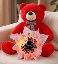 90 Cm Peluş Ayı & Mesajlı Aynalı LED Işıklı Kelebek Buketi Hediye Seti Kıza Arkadaşa Sevgiliye Hediye