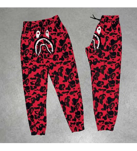 Erkek Pubg Bape x Shark Eşofman Altı - Kırmızı