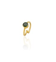 Kadir Jewellery 22 Ayar Altın Kaplama Zirkon Taşlı Ayarlanabilir Kadın Minimal Yüzük (K.Yeşil)